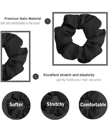 IVARYSS Black Satin Scrunchies for Women - 12 Pack Hair Accessories - Buy Online on GoSupps.com