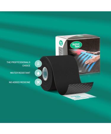 VetkinTape Canine & Equine Kinesiology Tape | Veterinary Medical Tape for Joint Support | Self-Adhesive Vet Wrap | Black 2.4in | Pack of 1 - Ultimate Pet Care Solution - Buy Online on GoSupps.com