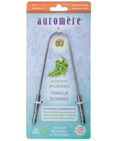 Auromere Tongue Cleaner  Ancient Oral Hygiene  Eco Friendly  Zero Waste  Stainless Steel  Eliminate Bad Breath (1 Pack)