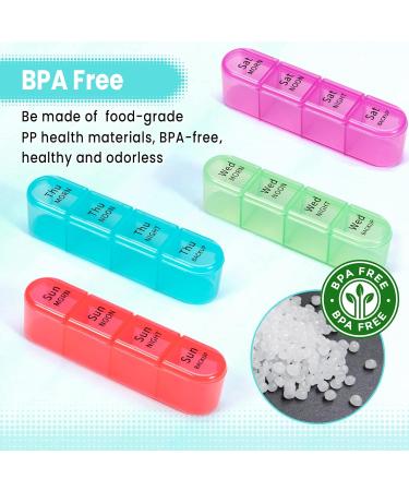 Pill Box 4 Times a Day 7 Days Pill Organiser Box with 28 Compartments Weekly Pill Case for Morning Noon Evening and Bed Time (Cyan) - Buy Online on GoSupps.com