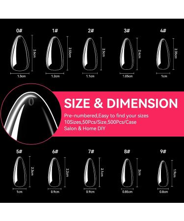 500PCS Almond Fake Nail Tips - HKFUON Medium Almond Shaped Clear Acrylic Nails - Professional False Nails for Nail Art Extension - Buy Online on GoSupps.com