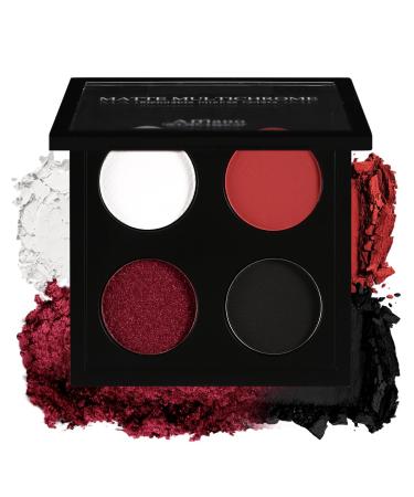 Afflano Gothic Red Eyeshadow Palette Matte Red Black and White Eyeshadow Ultra-Pigmented Chrome Glitter Red Eyeshadow Intensely Black Smokey Palette for Halloween Makeup