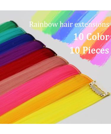 Ryh 10 PCs Rainbow Colored Hair Extensions Vibrant Multi-Color Wig Accessories for Girls & Women - Buy Online on GoSupps.com