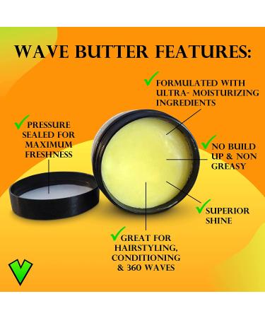 Veeta Superior Wave Butter - 360 Wave Grease for Men | Maximum Shine, Non Greasy Formula | Softens & Conditions with Shea & Tangerine Butter | No Buildup Wave Cream (4 oz) - Buy Online on GoSupps.com