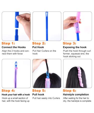 TUPARKA 30 Pack Magic Hair Curlers Spiral Curls Styling Rollers Kit - No Heat Curler for Extra Long Hair up to 22 Inch | Yellow & Pink - Buy Online on GoSupps.com