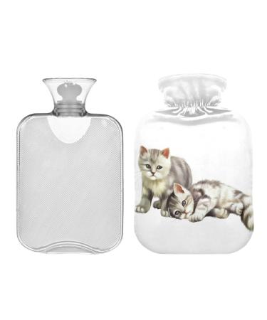 Hot water bottle 2L with cover cat portrait hot water bag for pain relief hand feet warmer winter
