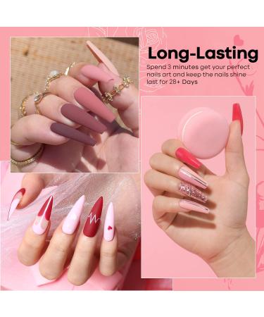 Modelones 24 Pcs Gel Nail Polish Kit - Hot Pink & Glitter Soak Off Gel Set with GlossyMatte Top & Base Coat | Perfect Nail Art Gifts - Buy Online on GoSupps.com