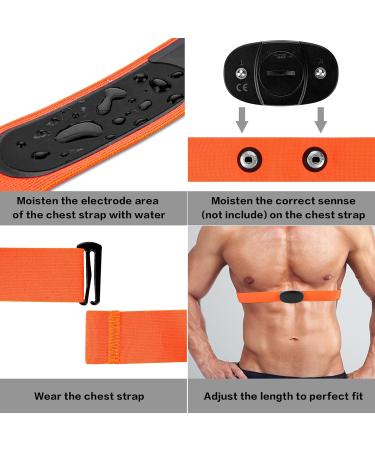 ONLYESH Brisdgurt Adjustable Elastic Replacement Belt with Heart Rate Meter - Ideal for Polar Garmin Wahoo - Sports & Running Gear - Orange - Buy Online on GoSupps.com