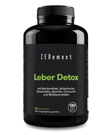 Liver detox |With distula distula artichoke & dandelion acerola curcumin and bioflavonoid |180 capsules |High dose with 80% Silymarin | without magnesium stearate vegan |Zenement - Buy Online on GoSupps.com