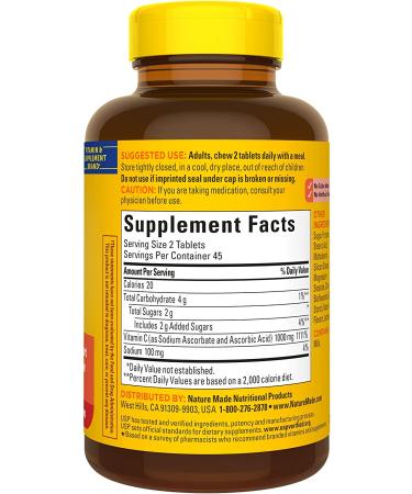 Nature Made Extra Strength Chewable Vitamin C 1000mg - Immune Support Supplement, 90 Tablets - Buy Online on GoSupps.com
