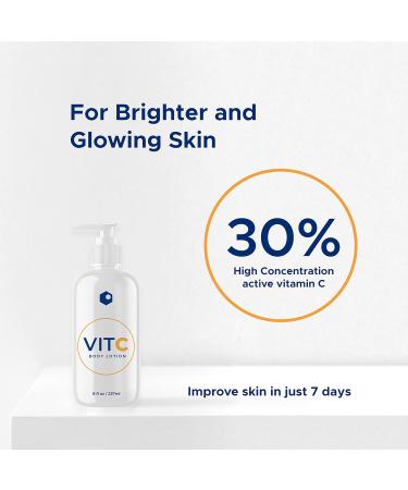 Skinlocity VIT C Body Lotion - Vitamin C Infused Formula for Clear Bright Skin | Reduce Fine Lines Age Spots & Sun Damage | Perfect for High Sun Exposure | 8 Fl Oz - Buy Online on GoSupps.com