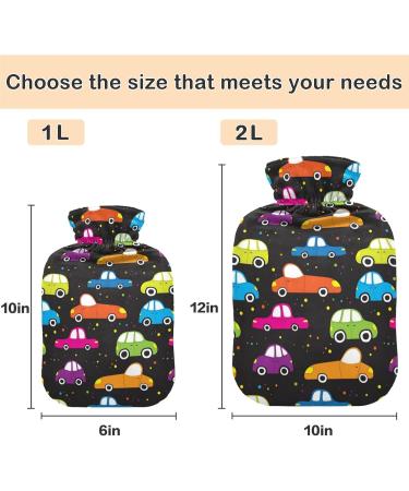 Naanle Colored Cars Hot Water Bottle - 2L Transparent Cover for Bed & Pain Relief | Large Hot Water Bottle for Hand & Feet Warmth - Buy Online on GoSupps.com