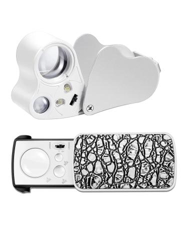 TRIPPER 2 Pieces Jewelers Loupe 30X 60X 90X Jewelers Eye Loupe Magnifier Jewelry Magnifying Glass Loop LED Light