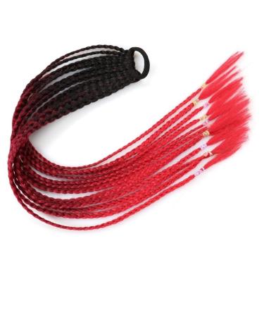 Ponytail Extension 60CM Colorful Mixed Braid Hairpieces for Girls Kids Dress Beautification Ornament Synthetic Rubber Band Twist Braid Ponytail Extension Ponytail Hair Extension (Color : 0019 Size 24inch 0019