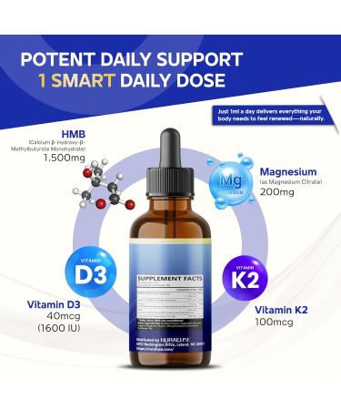 Liposomal HMB 1500mg Vitamin D3 Magnesium Liquid Drops Ultra Potent Raspberry Taste USA Made & Lab Tested 2 FL OZ (60ml) 60ml (pack of 1) - Buy Online on GoSupps.com