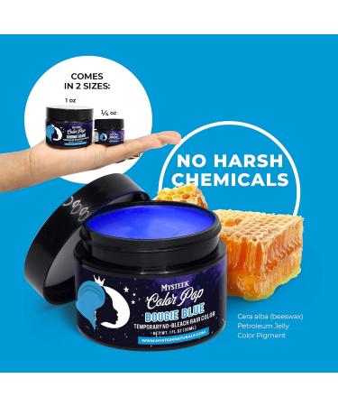 Mysteek Color Pop Temporary Hair Color - Bougie Blue for Dark & Light Hair No Bleach Washout 1 Fl Oz | Mysteek Naturals - Buy Online on GoSupps.com