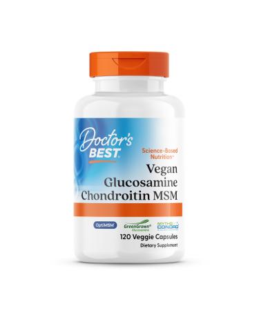 Doctor's Best Vegan Glucosamine Chondroitin MSM High Dosed 120 Vegan Gluten Free Vegetarian Non-Soy Non-GMO