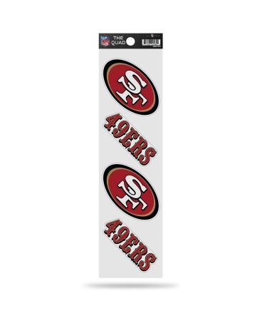 Rico Industries NFL Football San Francisco 49ers Quad Decal 3" x 12" White Pack of 4