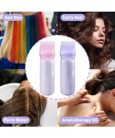 FYJLXF 2 Pack Root Comb Applicator Bottle 6 Ounce Hair Dye Applicator Brush Transparent Applicator Bottle with Graduated scale Hair Coloring Dye and scalp treament essential Purple - Buy Online on GoSupps.com