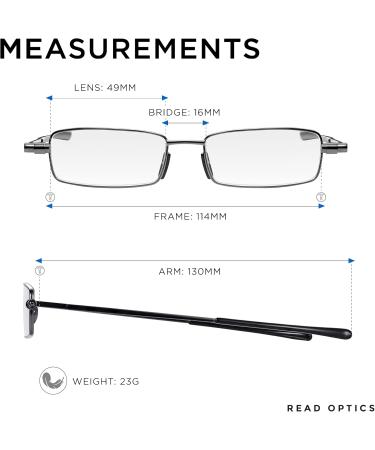 Buy Flat Foldable Glasses +2.5 - Stylish Non-Prescription Reading Glasses for Men & Women - Easy to Fold with Case - Read Optics Blue-Gray/Gunmetal - Buy Online on GoSupps.com