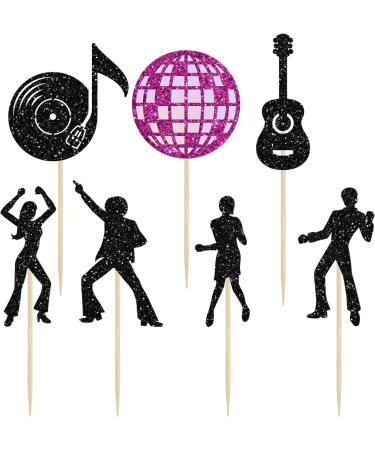 24Pcs 70's Disco Cupcake Toppers Glitter 70s Disco Ball Guitar Dancing Cupcake Picks for Music Wedding Birthday 70's Disco Dancer Cupcake Decorations Party Supplies Black Type 12 - Buy Online on GoSupps.com