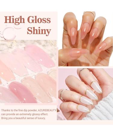 AZUREBEAUTY 12 Pcs Summer Translucent Dip Powder Nail Kit - J-Nude Translucent, Milky White, Pink, Brown | DIY French Nail Art Manicure Set with Base/Top Coat Activator - Perfect Gift - Buy Online on GoSupps.com