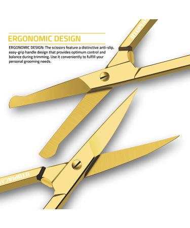 Utopia Care Gold Facial Hair Scissors for Men - Mustache, Beard & Nose Hair Trimming - Professional Stainless Steel - Buy Online on GoSupps.com