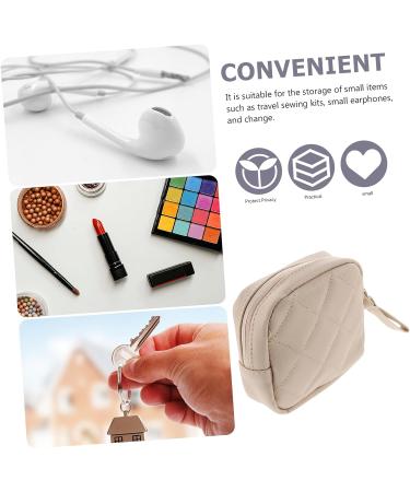 Mini Leather Bracers Makeup Kit Storage Bag - Portable Multifunctional Organizer for Lipsticks, Period Pouch, and Cosmetics - Beige 13x13cm - Buy Online on GoSupps.com