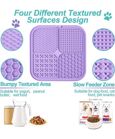 2 Pack Feeding Mat for Dogs & Cats | Slow Feeder & Non-Slip Design | Anxiety Relief & Training | Perfect for Yogurt & Peanut Butter | Blue & Purple - Buy Online on GoSupps.com
