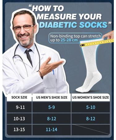 LIN Diabetic Socks | Extra Wide Non Binding | 12 Pack Grey and White | Men & Women Sizes 10-13 - Buy Online on GoSupps.com