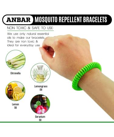 Anbar Mosquito Repellent Bracelets Bands for Adults and Kids 14 Pack All-Natural Deet-Free Non-Toxic Protection Stretchy Waterproof Anti-Mosquito Wristbands for Hiking and Camping - Buy Online on GoSupps.com
