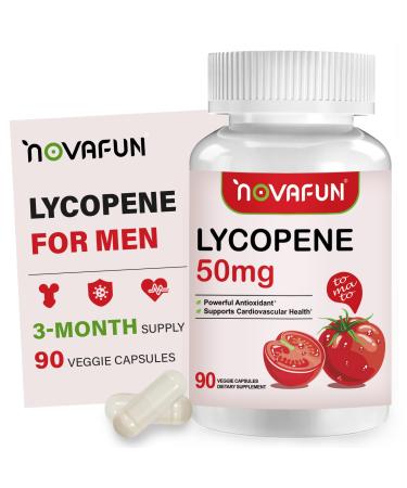Novafun Lycopene 50mg Supplements for Men Natural Tomato Antioxidant Supplement 90 Veggie Capsules-Cardiovascular Health Immune Support & Skin Health 3 Month Supply