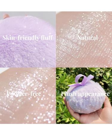 Highlighter Makeup Powder Puff Set - Body Glitter Shimmer Powder for Face Hair & Body | Long-Lasting Festival & Prom Essentials (2pcs Blue & Purple - Buy Online on GoSupps.com