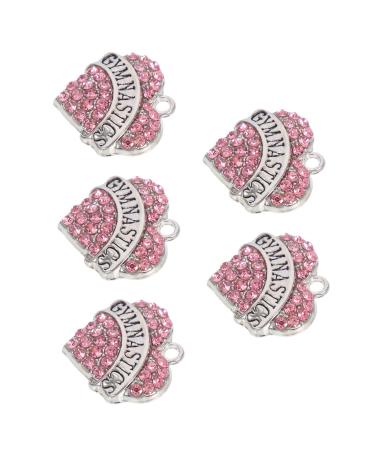 VILLCASE 5pcs Heart Necklace Accessory Necklaces Diamond Decor A Necklace Heart Charm Crystal Keychain Bracelet for Charms DIY Jewelry Accessories Charms for Jewelry Making Necklace Decor 2X2X0.2CM Pink