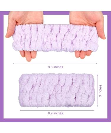 3-Piece Spa Face Headband Set for Women - Make-Up & Washing - Yoga Sport & Shower Use - Elastic Head Wraps in Light Orange Purple & Green - Buy Online on GoSupps.com