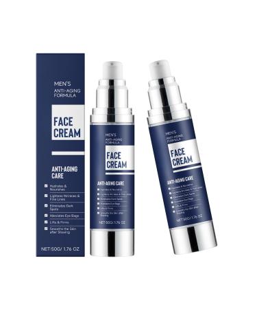 3X Anti-Aging Face Cream for Men 2Pcs Collagen & Hyaluronic Acid Face Moisturizer - Wrinkle Reducer Eye Bags & Dark Circles Treatment 24H Hydration for All Skin Types - Non Greasy Formula 1.76oz