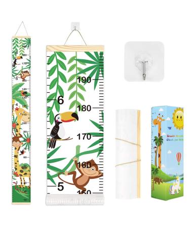 Smlper Height Chart for Kids Wall Hanging Ruler Canvas Growth Chart for Baby Wood Frame Child Height Measuring Chart for Nursery Wall D cor 79"x7.9"(Forest Animal) animal forest