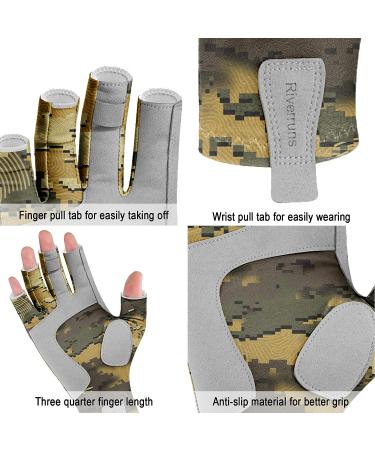 Riverruns UPF 50+ Fingerless Fishing Gloves for Men and Women - UV Protection Sun Gloves for Fishing, Boating, Kayaking, Hiking, Running, Cycling, Driving - CamoQuag Medium - Buy Online on GoSupps.com