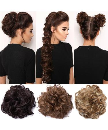 Messy Bun Hair Piece for Women Messy Bun Hair Piece 31.4inches Long Tousled Updo Fluffy Hair Bun Ponytail Extensions Wrap Around DIY Curly Long Hairpiece Bridal Hairstyle Fake Hair Accessories for W Light brown - Buy Online on GoSupps.com