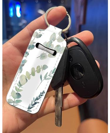 Mini Lipstick Holder Keychain with Neoprene Sleeve - Green Leaf Eucalyptus Floral Design | Travel Lip Balm Holder for Birthday Gift - Buy Online on GoSupps.com