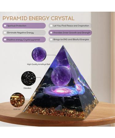Hopeseed Orgone Pyramid - Amethyst & Obsidian Healing Crystal for Positive Energy, Stress Reduction, Chakra Reiki, and Meditation - Attracts Luck and Success - Buy Online on GoSupps.com