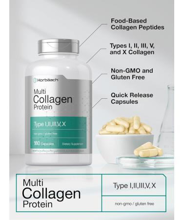 Horb ach Multi Collagen Protein 2000 mg | 180 Capsules | Hydrolyzed Collagen Type I II III V X | Keto & Paleo Friendly Non-GMO Gluten Free Supplement - Buy Online on GoSupps.com