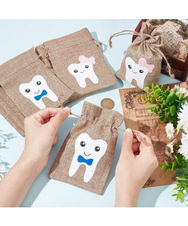 FINGERINSPIRE 12 Pcs Pink and Blue Tooth Fairy Pouch for Boys and Girls - Milk Teeth Container Bag for Toothfairy - Tooth Holder Keepsake Gift - Buy Online on GoSupps.com