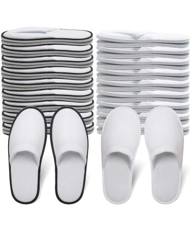 Yeios Hotel Spa Slippers Closed Toe Home Guest Slippers for Adult 20 Pairs for Men and Women White