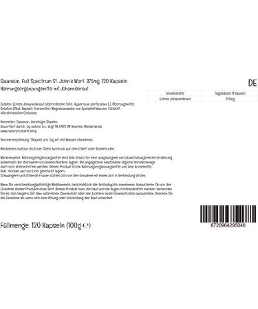Swanson Full Spectrum St. John's Wort 375mg High-Dose 120 Capsules SOYA-Free Gluten-Free GMO-Free - Buy Online on GoSupps.com