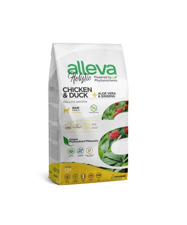 ALLEVA - Chicken & Duck Croquettes + Aloe Vera Holistic - Dog Food - Medium - 2kg Bag of Croquettes