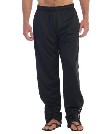 Gioberti Men's Track Running Athletic Pants - Elastic Waist, Zip Bottom - Black/White (Large) - Buy Online on GoSupps.com
