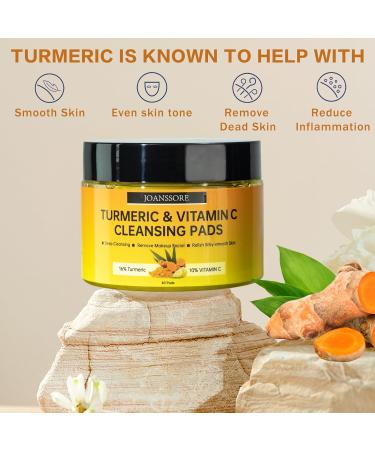 80 Turmeric Cleansing Pads - Exfoliating Face Scrub with Vitamin C & Glycerin for Radiant Skin - Buy Online on GoSupps.com