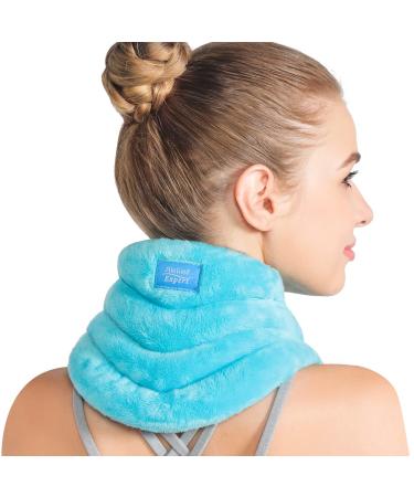 Relief Expert Hands-Free Neck Heating Pad Microwavable Heated Neck Wrap for Pain Relief, Microwave Neck Warmer for Hot Cold Therapy Blue