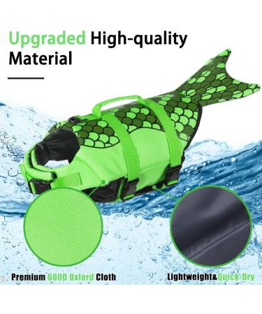 Emust Dog Chimney Shark Vest | Ripstop Safety Suit for All Dog Sizes | Olive Green Mermaid - X-Large - Buy Online on GoSupps.com